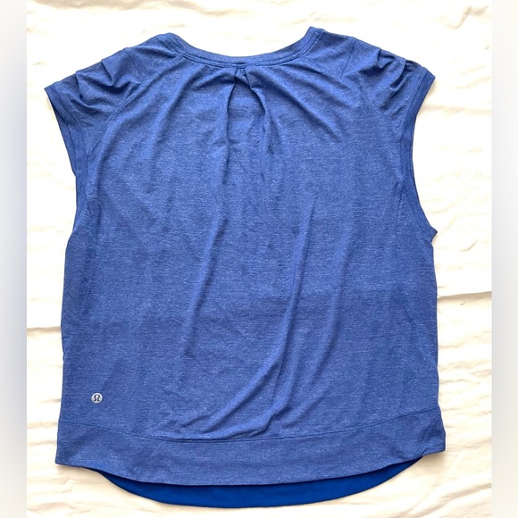 LULULEMON Women's Sz 8 Gait Keeper Short Sleeve Blue Heathered Athletic Tank Top - Picture 4 of 7